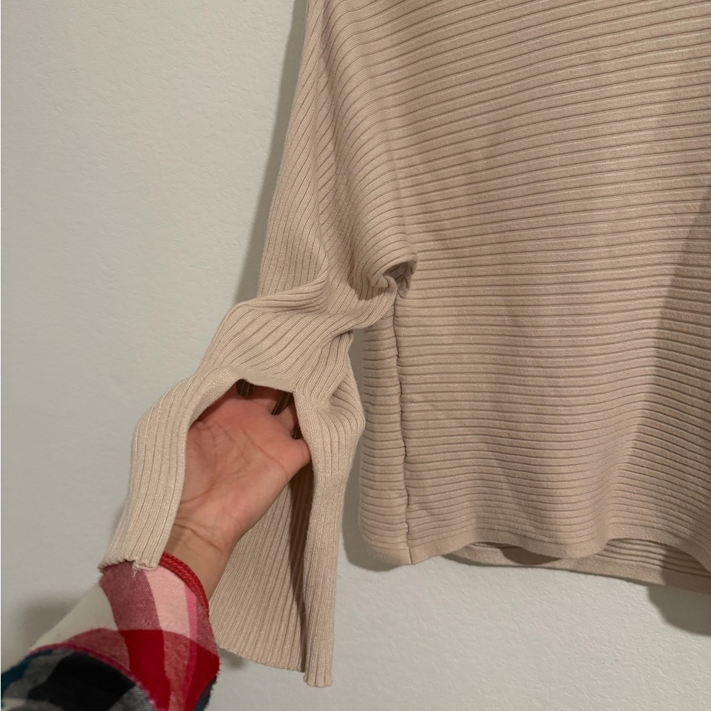 Pink Rose Cream Ribbed Knit Pants Set - Picture 5 of 6